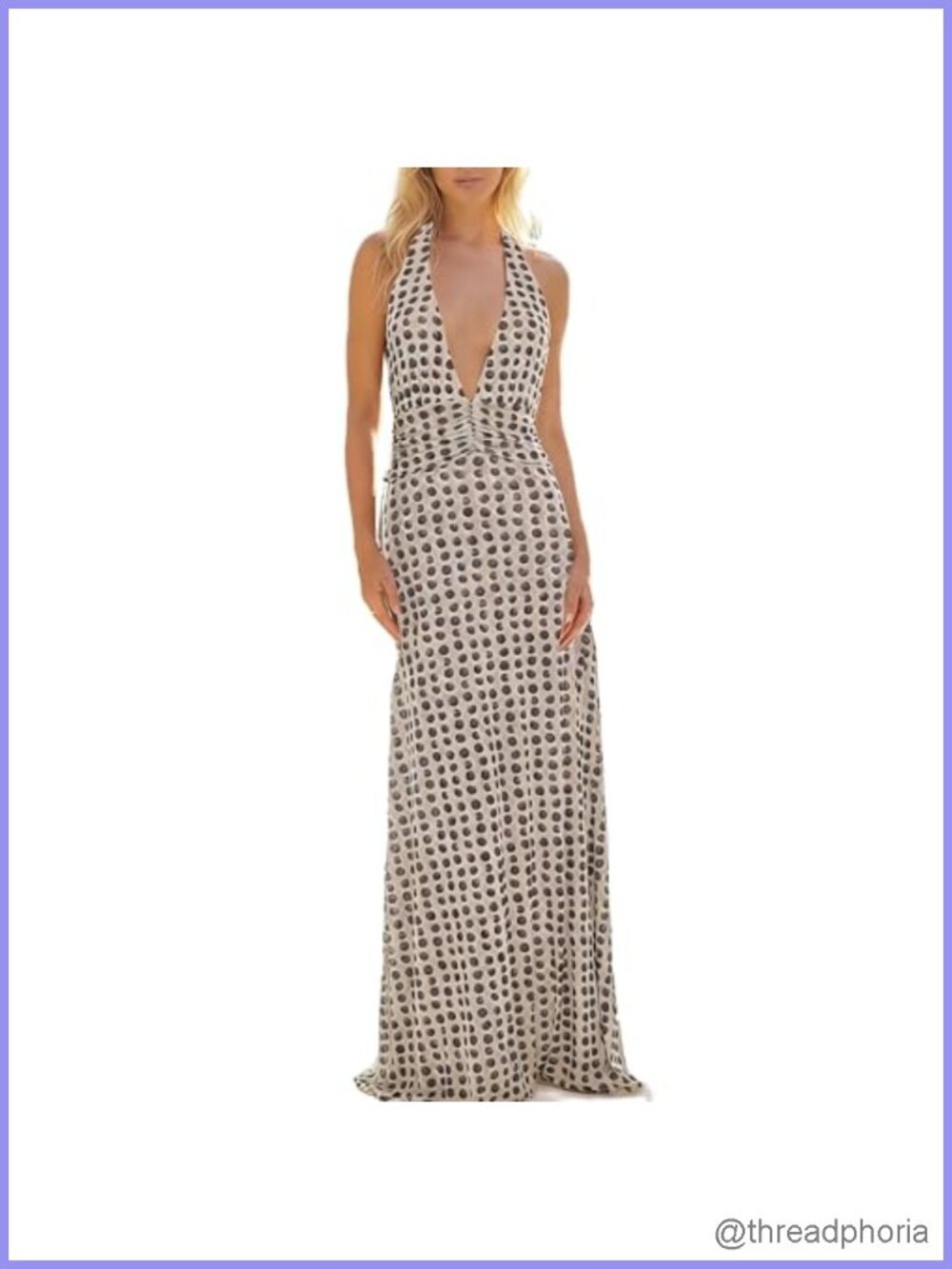 Women's Halter V-Neck Maxi Dress Backless Bodycon Long Sleeve Summer Party
